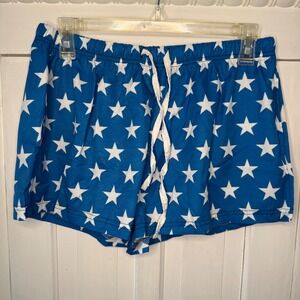 Blue White Star Print Lounge Shorts Women's Large Patriotic 4th of July OUFISUN